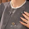 Colar Vazado em Forma de Coração com Pedra Olho de Tigre Cravejado de Zircônia, Corrente de Clavícula de Luxo Leve Nicho, Conjunto de Joias Vintage Estilo Maillard