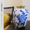 Vaso de cerámica pintado a mano azul y blanco con relieve estilo chino decoración de sala de estar pasillo decoración del hogar decoración suave para el hogar