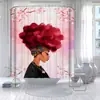 Cortina de Ducha Serie Cabeza de Mujer Morada, Múltiples Diseños Florales, Juego de Tres Piezas para Baño Impreso Digitalmente, Juego de Cuatro Piezas, Gran Cantidad, Excelente Precio