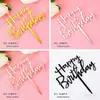 Pacote com 10 Inserções Decorativas de Bolo Acrílicas 'Feliz Aniversário' Bandeirinhas de Confeitaria para Festa de Aniversário