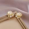 Pendientes Pequeños de Margaritas Rosas con Goteo de Aceite y Diamantes, Pendientes de Flores Pequeñas Estilo Pastoral de Verano para Mujer