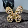 Anel Feminino com Zircônia Esmeralda, Anel Aberto com Design Doce de Nicho, Anel de Dedo Indicador, Anel Ajustável da Moda
