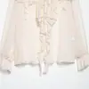 Atacado Transfronteiriço Amazon Verão 2025 Nova Moda Feminina Camisa de Manga Longa Elegante com Design de Tule Decorativo em Camadas