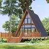 Hotel de Camping de Lujo al Aire Libre, Cabaña Triangular de Madera de Moda, Casa Móvil de Madera Maciza, Patio, Zona Escénica, Casa del Árbol en el Bosque