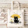 Bolsa de Tela Impresa por Ambos Lados Bolsa de Compras Tote Bag Bolsa de Compras de Lona Reutilizable Lista para Usar Dropshipping