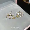 Pendientes Saturno de Plata Chapada en Oro Real de 18 Quilates con Aguja de Plata, Circonita y Perla Pendientes Retro Europeos y Americanos Lujo Accesible Pendientes de Alta Gama para Mujer