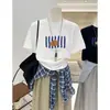 Camiseta de Manga Corta de Algodón Puro con Estampado de Pera Estilo Coreano para Mujer, Nueva de Verano, Corte Holgado, Tallas Grandes, Versátil, Top de Media Manga que Reduce la Edad, Moderno