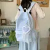 Mochila de lunares estilo coreano para estudiantes mujeres, linda y ligera, con lazo y encaje, bolsa escolar de gran capacidad