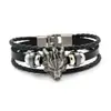 Pulseiras Punk Europeias e Americanas Mais Vendidas da Temu, Pulseiras de Couro Trançado com Contas, Pulseiras de Liga Metálica com Fivela Multicamadas, Joias