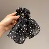 Coletero de Cinta de Lazo de Puntos Negros y Blancos de Gama Alta, Lazo para el Cabello Retro de Nicho, Mismo Estilo que el de los Bloggers, Lazo para el Cabello para la Parte Trasera de la Cabeza