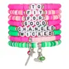 Pulsera para el Día de San Valentín Transfronteriza AliExpress Venta al por mayor Corazón de Amor Flor de Arcilla Blanda Pulsera de Cuentas con Letras Set de Joyería de Comercio Exterior