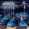 Brochetas Extensibles de Fuegos Artificiales para Fiestas Hawaianas, Lentejuelas con Borlas, Brochetas Desechables para Frutas y Platos Fríos