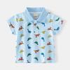 Verano Nuevo Viaje Escuela Viaje Solapa Niños Manga Corta Estampado de Dibujos Animados Atractivo Casual Camisa Polo Infantil