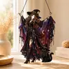 Colgante de ventana de vidrio emplomado acrílico 2D de bruja vintage transfronterizo decoración de Halloween para casa, balcón, jardín, colgante, regalo