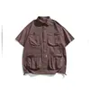BLACKARMADA Chaqueta Estilo Montaña para Exteriores Camisa de Trabajo Retro Multibolsillos Holgada de Manga Corta para Hombre SD850