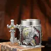 Taza de Samurai con Mango de Espada Creativo Transfronterizo Personalizada Retro de Acero Inoxidable y Resina Taza de Cerveza Taza de Café Taza para Beber