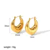 Pendientes Retro Franceses Perezosos de Alta Gama de Acero Inoxidable de Oro de 18K Simples Huecos Pendientes de Hebilla de Oreja Circulares de Nicho para Mujeres
