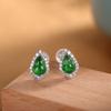 Personalidade prata S925 prata de lei incrustado jade retrô luxo leve cabaça da sorte zircônia moda temperamento adornos de ouvido de prata