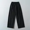Calça Casual de Tencel em Estilo Relaxado, Novo Modelo de Verão com Cintura Elástica, Cordão, Pregas, Caimento Solto, Emagrecimento, Calça Versátil de Perna Reta