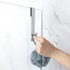 Gancho para porta de chuveiro sem furos gancho de porta estendido para porta de chuveiro de vidro sem moldura para banheiro gancho de toalha de aço inoxidável