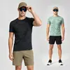 Top Masculino Esportivo Casual Cruzado Europeu e Americano Amazon Estampado de Seda Gelada Secagem Rápida Manga Curta para Treinamento Fitness Elástico