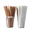 6*197mm pajita de papel blanca plana desechable alta temperatura engrosada biodegradable pajita de papel venta al por mayor pequeña