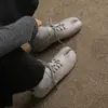 Sapatos Personalizados de Dedos Separados, Sapatos de Couro com Cadarço de Couro Bovino, Novo Estilo Primavera 2026, Sapatos de Couro Genuíno de Bico Redondo Baixo Corte Profundo Casco de Porco para Mulheres