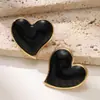 Pendientes Geométricos de Corazón Grande de Moda Francesa Transfronterizos para Mujer, con Goteo de Aceite y No Descolorables de Acero Inoxidable 304 Joyería para Venta al por Mayor
