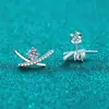 Pendientes Xindeyi de Plata de Ley S925 con Moissanita para Mujer, Cruz Geométrica, Estilo Francés Perezoso, Simples y Elegantes, Versátiles