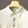 Suéter de cachemira pura para hombre para otoño e invierno, cuello de camisa de cachemira con botones, suéter de punto casual de negocios para hombres de mediana edad