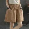 Pantalones Cortos de Pierna Ancha Imitación Algodón y Lino Verano 2022 Talla Grande Casual Sueltos Estudiante Rectos Ropa de Trabajo Pantalones de Cinco Cuartos para Mujer Aspecto Adelgazante y Versátil