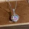 Novo Pingente de Colar Octogonal Aquamarina Zircônia Corte Milênio com Brincos de Pedra Preciosa Diamante de Alto Carbono e Anel de Diamante Amarelo para Mulheres