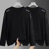 Camiseta de manga larga para hombre, capa interior de otoño para hombre, camiseta base elástica de corte holgado, camiseta estampada estilo coreano ins para hombre