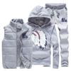 Conjunto esportivo forrado com fleece Masculino Outono e Inverno 2023 Jaqueta com capuz forrada com fleece espesso Calça de moletom Quente Casual