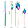 Juego de Cubiertos de Acero Inoxidable Transfronterizo, Cuchillo para Filete Estilo Occidental de Hotel, Tenedor, Cuchara, Cuchara de Postre, Juego de Regalo de Cuatro Piezas