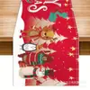 Camino de mesa navideño transfronterizo de Amazon, Mantel individual estampado de muñeco de nieve invernal y Papá Noel, Mantel individual navideño de lino