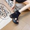 Botas Sandalias Versátiles de Suela Gruesa 2025 Verano Retro Nuevas Botas Cortas para Mujeres Petitas
