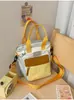 Nova Bolsa de Mão com Design Color Block Dopamina Estilo Coreano Letra Bolsa Transversal Leve para Esportes ao Ar Livre Bolsa Transversal Pai-Filho Bolsa de Viagem