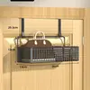 Colgador detrás de la puerta, artefacto para abrigos y sombreros de entrada, estante de almacenamiento montado en la pared, sin perforaciones, tendedero colgante lateral para puerta de dormitorio