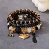 Produto popular de travessia de fronteira europeu e americano: Pulseira com pingente de coração estilo boho, pulseira de contas com cordão elástico multicamadas