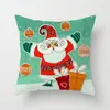 Funda de almohada creativa navideña estilo caricatura pintada a mano Funda de cojín decorativa de árbol de Navidad, trineo, Papá Noel