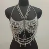 Corrente de Sutiã com Pedrarias Pesadas Estilo Europeu e Americano, Corrente Corporal Sexy com Pedrarias Brilhantes para Festival de Música, Roupa de Performance