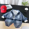 Traje para Niños 2026 Nuevo Modelo Infantil Primavera y Otoño Mezclilla Manga Larga Conjunto de Tres Piezas Ropa para Bebé Niño Primavera y Otoño Moda al por Mayor