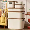 Caixa de armazenamento de mesa transfronteiriça para lanches e cosméticos, caixa organizadora com tampa, caixa de armazenamento para itens diversos domésticos, recipiente de armazenamento