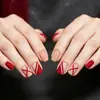 Artículo de moda de comercio exterior 24 piezas líneas para decoración de uñas simples versátiles estilo ins retro clásico cuadrado corto uñas postizas para pegar venta al por mayor