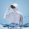 Roupas de proteção solar masculinas respiráveis de seda de gelo Proteção UV 2024 Novo verão fino pesca masculina casaco com capuz
