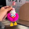 Chaveiro de Pato de Pelúcia Fofo com Imitação de Pelo de Coelho Pingente para Carro Brinquedo de Pelúcia Pequena Bola de Carvão Pingente de Bolsa Pequeno Presente