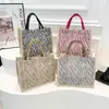 Bolsa de Lona Gran Capacidad 2025 Nueva Bolso de Mano Simple Nuevo Retro Bolsa de Lona Bolso Rayado Bolso de Hombro