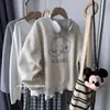 Moletom Fino de Gola Redonda com Estampa de Elefante Estilo Ocidental para Mulheres Outono e Inverno 2025 Veludo Roupa de Trabalho Solta Tamanho Grande Pulôver