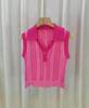Estilo francés dulce y picante estilo POLO cuello color contraste sin mangas chaleco rayado para mujer verano chic sentido del diseño nicho top corto